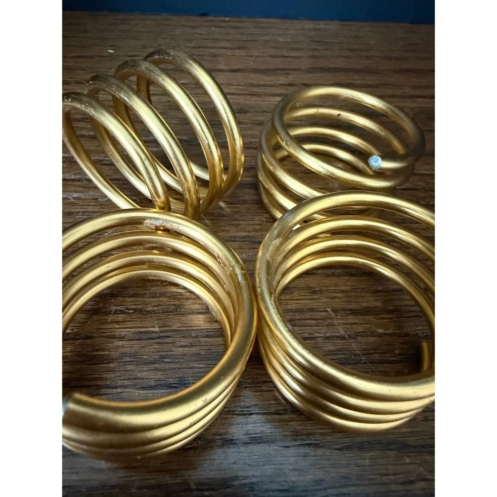 Vintage Gold Spiral Napkin Rings Set‎ of 4 Metal Coil Mid Century Table Decor